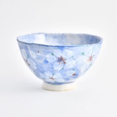 画像1: やよい花 茶碗 ブルー (1)